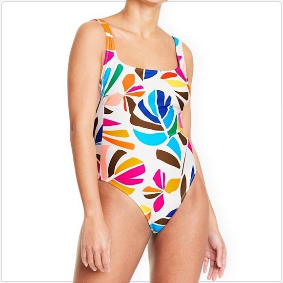 Tabitha Brown Target Botanical Print Scoop Lowback One-Piece Swimsuit Cheeky S - Picture 1 of 6
